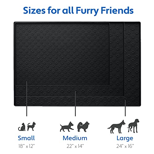 100% Waterproof Dog Food Mat (Black / 24"L x 16"W)