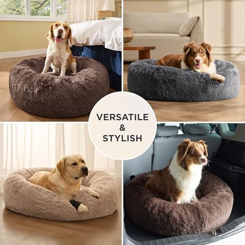 SupportMax® Calming Dog Beds Large Sized Dog Washable Pet Bed (Dark Grey / L(36x36x8))