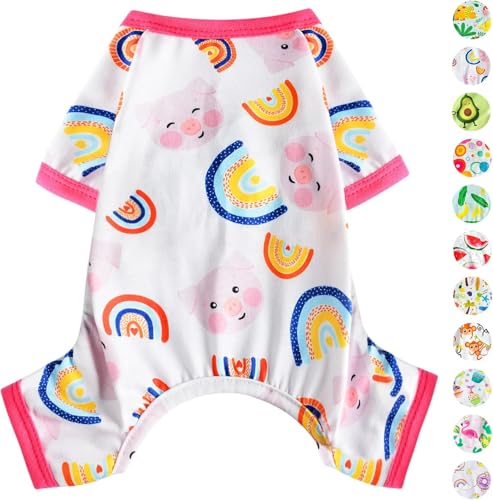 Pink Dog Pajamas Cute Dog Clothes Pet Pjs Onesies Girl Dog Pajamas for Small Dogs Summer Pet Outfits Appeal Jumpsuits (Pig Pink / Small（3-5 lb))