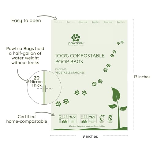 Pawtria Home Compostable Dog Poop Bag Rolls (480 Count (Pack of 1) / Rolls only)