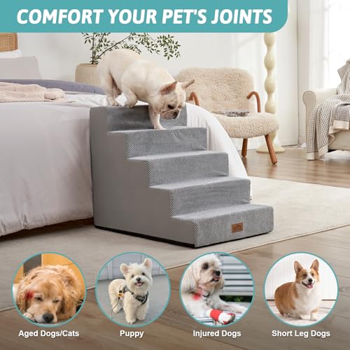 Dog Stairs for Small Dogs (Grey / 19.7x29.5x23.6 inch)