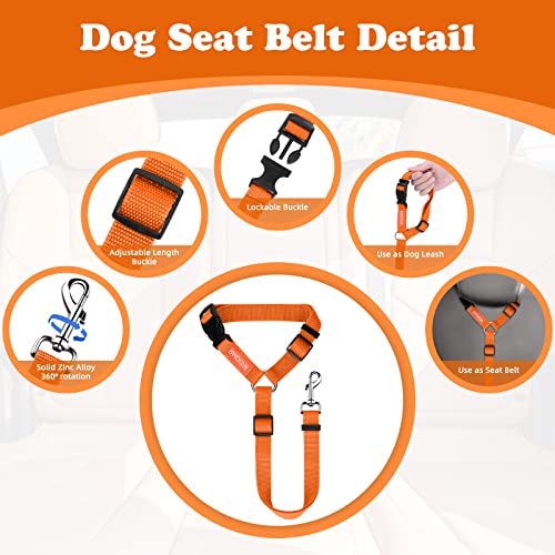 2 Pack Dog Seat Belt for Car (Orange)