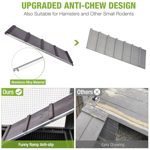 Indoor Rabbit Hutch Guinea Pig Cages with Chew (Grey / 40.6"L x 26.0"W x 37.3"H)