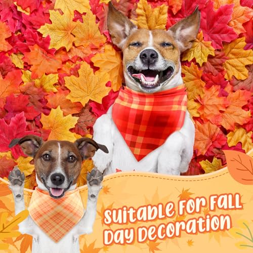 50 Pcs Fall Plaid Dog Bandanas Bulk (Fall Plaid / 25.6 x 17.7 x 17.7")