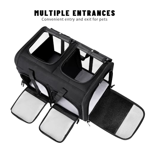 Cat Carrier for 2 Cats (Black with 2 Pocket)