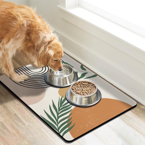Dog Food Mats for Floors (Boho Orange / M(16"×24"))