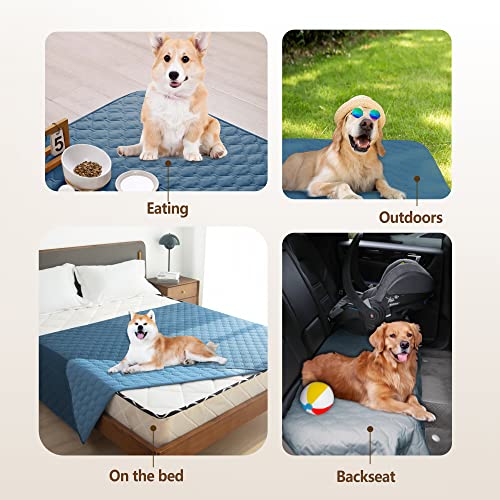 Waterproof Dog Blankets for Large Dogs (82x82 Inch (Pack of 1) / Dark Blue/Light Blue)