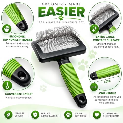 Dog Slicker Brush (Green)