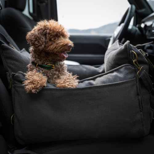 Dog Car Seat Booster for Small Dogs & Cats Under 25lb (Charcoal - Canvas / Medium)