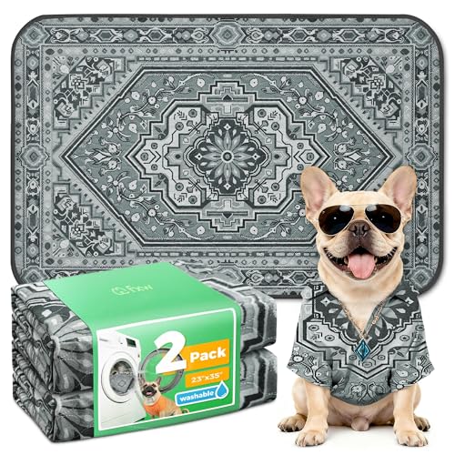 Washable Pee Pads for Dogs (Boho Grey / 23" x 35" (2 Packs))