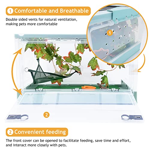 Portable Foldable Terrarium Kit with Wheels for Reptiles Large (Blue)