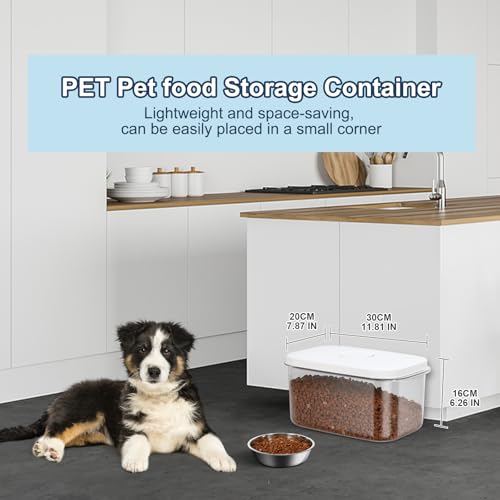 6 lbs Airtight Dog Cat Food Storage Container and Dog Treat Containers BPA (White Medium （6L-1Pack))