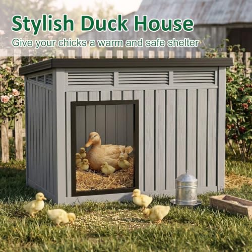 Chicken Coop with Hydraulic Air Rod (Classic Grey / 32.2"L x 25.1"W x 24.1"H)