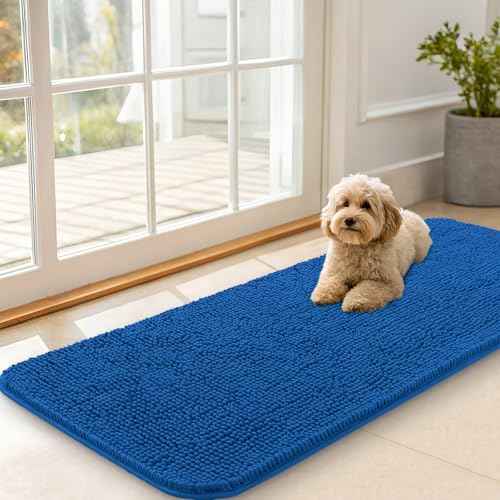 Dog Door Mat for Muddy Paws 47x20 (Deep Navy Blue / 47" X 20")