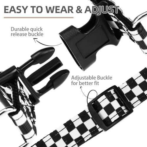 No Pull Dog Harness Medium Sized Step (Black&White(Checkered) / Medium)