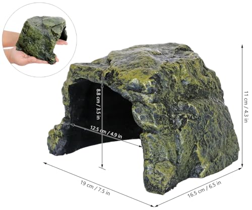 Rock Hide Cave for Reptiles (Medium Size ( Green ))