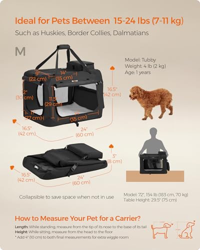 Collapsible Soft Dog Crate (M（24.0"L x 16.5"W x 16.5"H） / Black)
