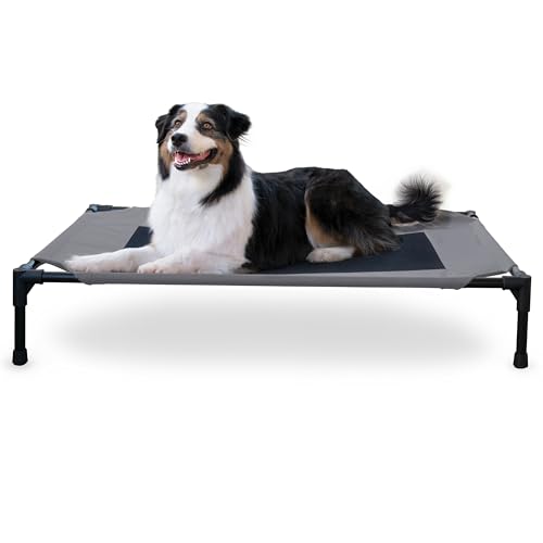 K&H Outdoor Elevated Dog Bed for Medium & Large Pets (Gray/Black Mesh / Large 42"L x 30"W)