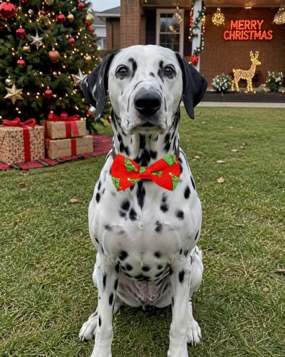 10 Pack Christmas Dog Bowties for Large Dogs Sliding on Collar (M/L)