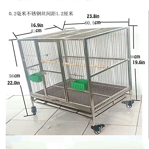 Stainless Steel Bird Cage Metal Rectangle Bird Cage Parrot Bird Cage Outdoor Large Bird Cage with Tray Pet Supplies (Bird Cage XL)
