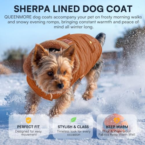 XL Warm Puffer Dog Jacket Thick Plush Lining Winter Large Coat (X-Large / Brown)