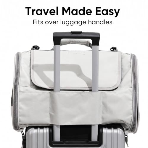 Cat Carrier Airline Approved Dog Carrier with Rollable Cover (Ash Grey)