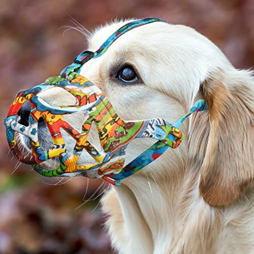 Dog Muzzle Printed Basket Muzzle for Small Medium Large Dogs Dachshund (X-Small / Graffiti)