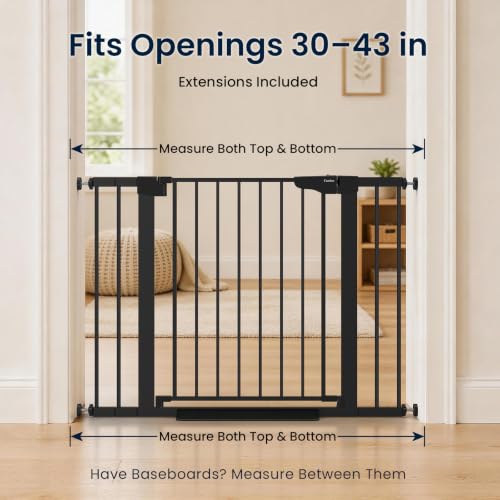 30 43" Baby Gate for Doorways (Black / 30"-43" W x 30.5" H)