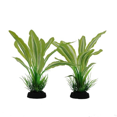 Silk Aquarium Plants for Betta Fish Tank (Green-yellow / 8 Inch)