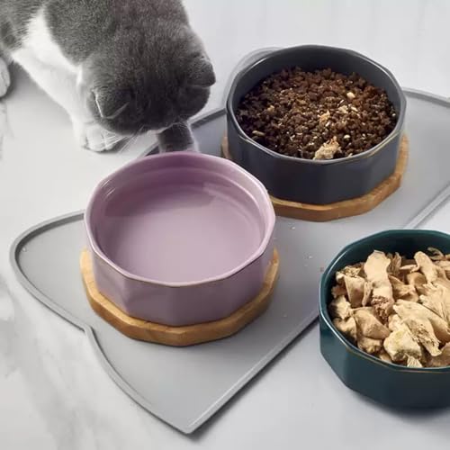 Cat Food Mat Silicone Non Slip Dog Bowl Mat Waterproof Cat Feeding Mat Stop Food Spills and Water Messes Out to Floor Pet Food Mat (Olive Green / 17" x 10")