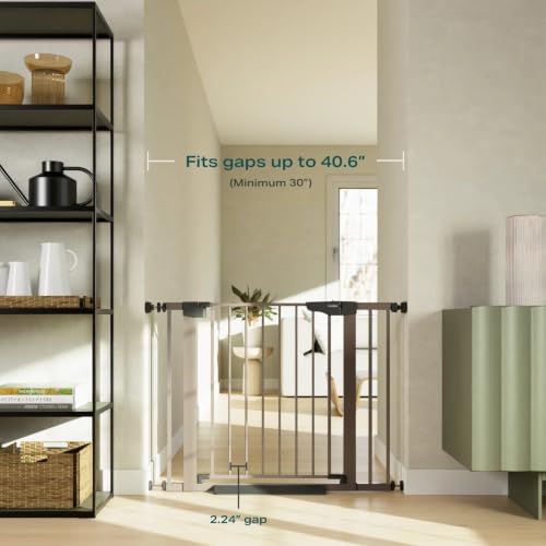 30 40.6 in Baby Gate for Stairs and Doorways (Brown / 30-40.6"W x 30.5"H)