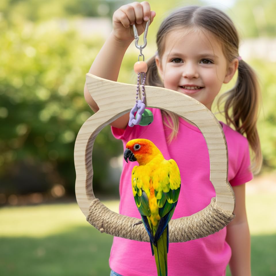 Wooden Bird Swing Toy with Rope Swing (colorful)