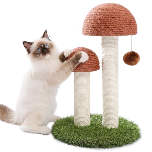 Mushroom Cat Scratching Post for Kittens & Small Cats (Mushroom Brown / 18.9")