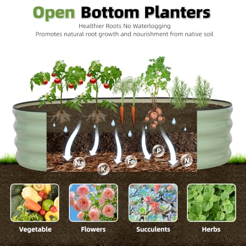 3Pcs Galvanized Raised Garden Beds 4x2x1ft for Flower Avocado (Avocado)