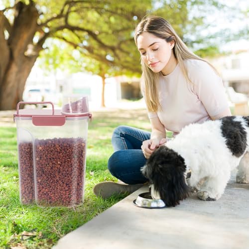 5Lbs 6Qt Airtight Pet Storage Container For Cat Dog Bird Food and Keep Fresh (Pink+Lake Blue / 5L-2pack)