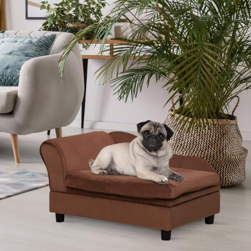 Luxury Fancy Dog Couch with Hidden Storage (Brown)