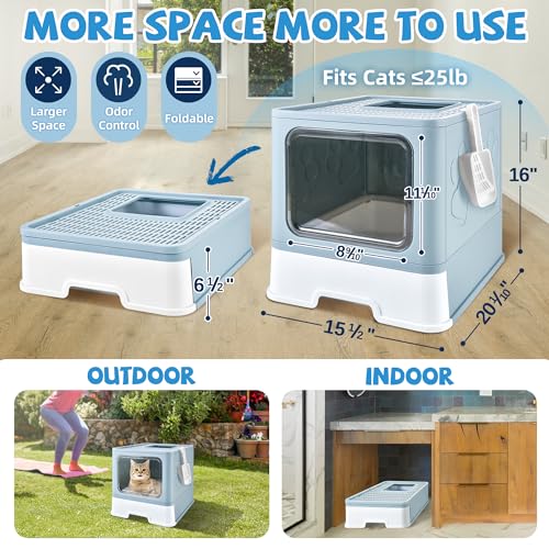 Covered Cat Litter Box (Blue)
