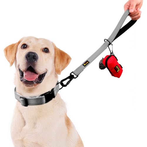 Short Dog Leash with Padded Handle for Medium Large Dogs (Gray / 18 Inch (Pack of 1))