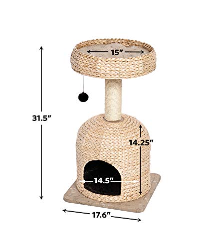 Cat Tree Scout Cat Furniture Cat Activity Tree w (Scout Woven Rattan/Script)