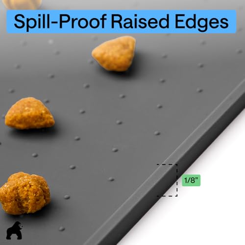Dog Food Mat 100% Waterproof Silicone (Charcoal / 16"l X 10"w)