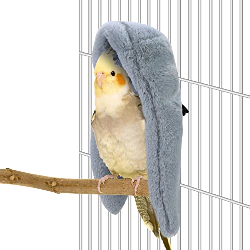 Cozy Bird Blanket Parrot Cage Snuggle Hut Warm Bird Nest House Bed Hanging Hammock for Parakeet Cockatiel Conure African Grey (Medium / Grey)