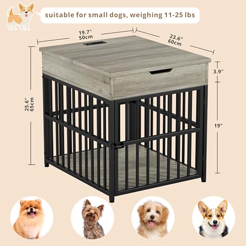 Dog Crate Furniture for Small Dogs (Grey)