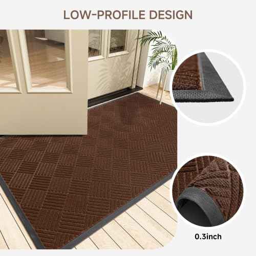 Front Door Mat (4' x 5' (Rectangular) / Brown Diamond)