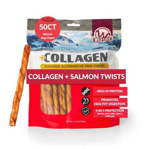 Salmon Flavor Collagen Twist Style Dog Chews (17.6 Ounce (Pack of 50))