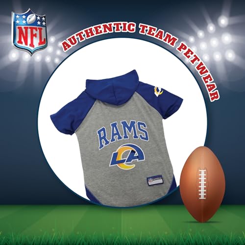 PET Hoodie T Shirt for Dogs & Cats. NFL Los Angeles Rams Football Licensed Dog Hoody Tee Shirt (X-Small / Los Angeles Rams)
