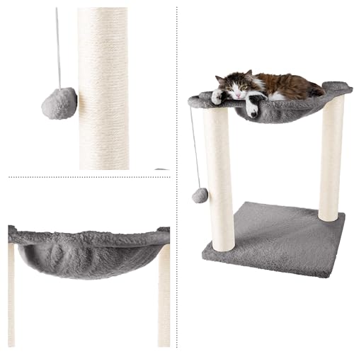 Cat Hammock with Scratching Posts for Indoor Cats (Gray)