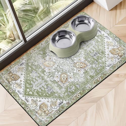 Dog Food Mats for Floors (Green / L(17"×30"))