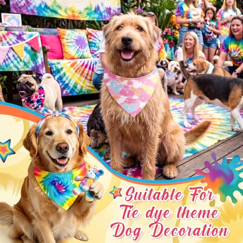 50 Pcs Tie Dye Dog Bandanas Bulk (Tie Dye / 31.5 x 21.7 x 21.7")