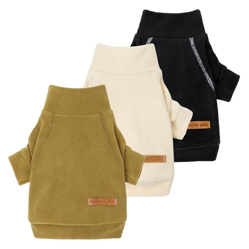 3 Pack Classic Fleece Dog Sweater (Small / Black-Olive-Cream)