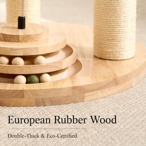 Wood Modern Cat Tree for Large Cat (47 Inch-Turntable Toy)